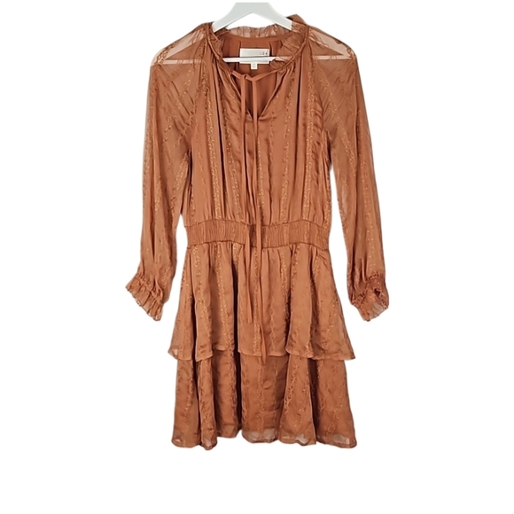 Amber Pointelle Mesh Longsleeve Dress - Picture 1 of 6